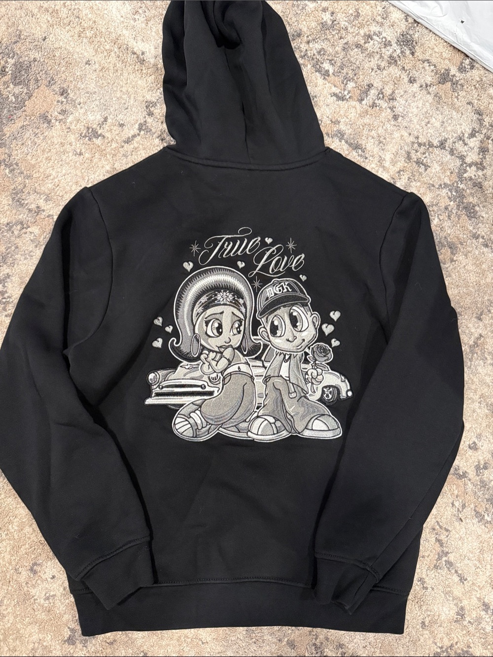 DGK Black Pullover Hoodie with White Script Chest Logo and True love on back